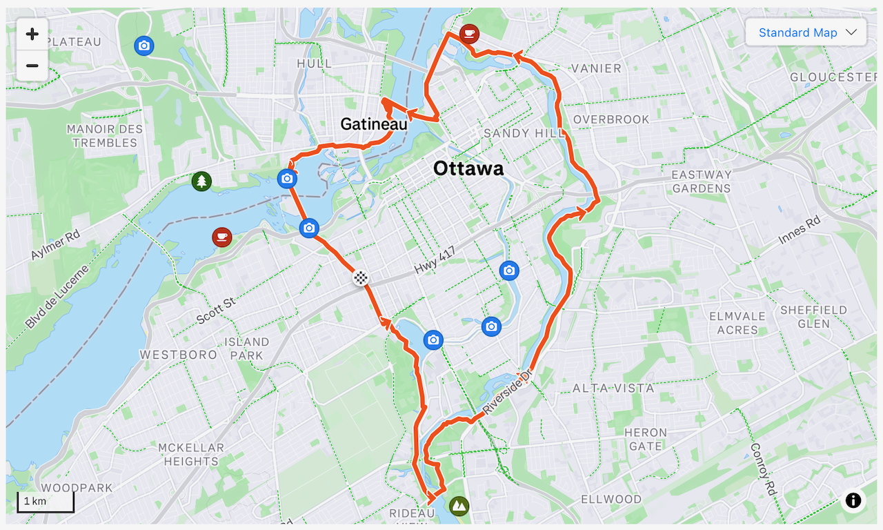 25 Km loop around Ottawa